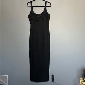 Rimini Black Beaded Scoop Neck Maxi Dress